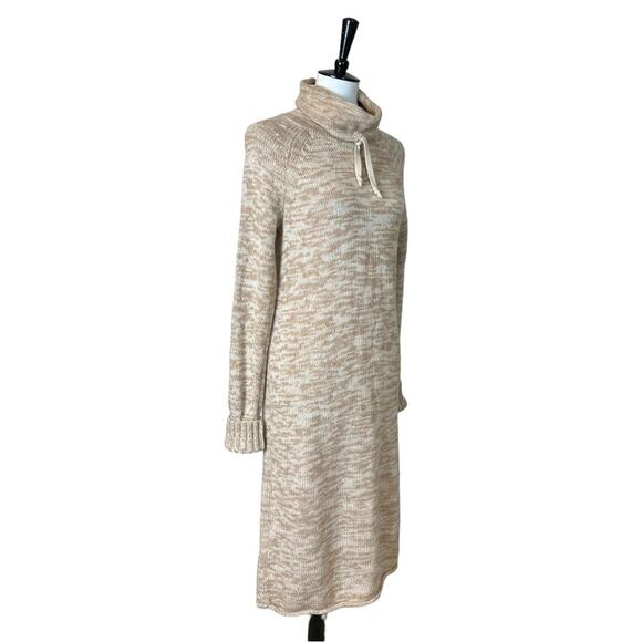 Athleta Women’s Sweater Dress Traverse Merino Wool Midi Length Funnel Neck Tan M - Picture 2 of 10